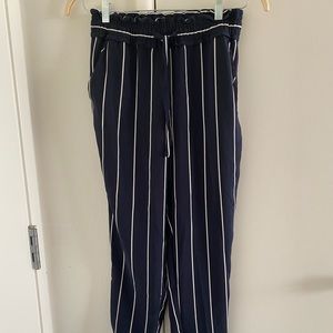 Zara Navy Blue & White Drawstring Pants, S